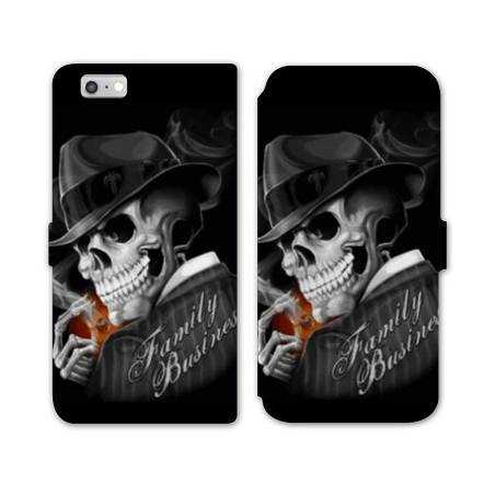 RV Housse cuir portefeuille Iphone 7 tete de mort