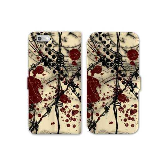 RV Housse cuir portefeuille Iphone 7 Grunge