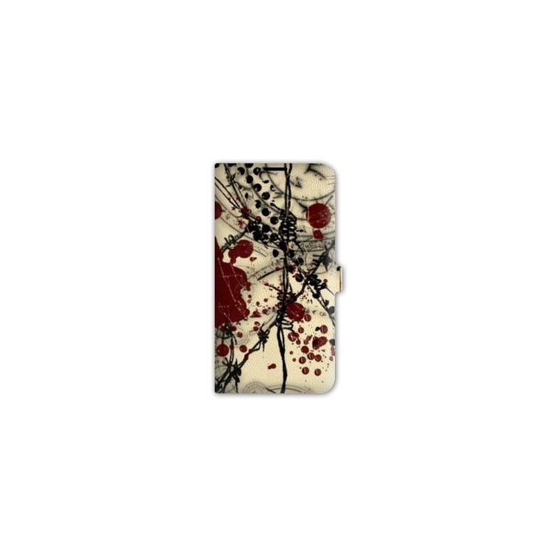 Housse cuir portefeuille Iphone 7 Grunge