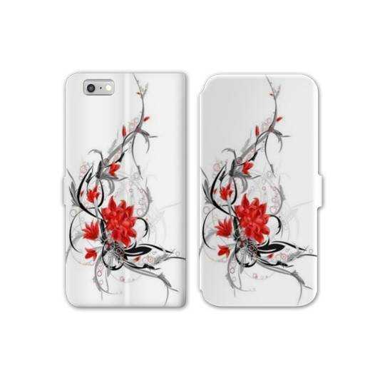 RV Housse cuir portefeuille Iphone 8 fleurs