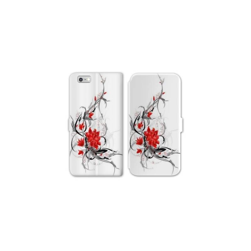 RV Housse cuir portefeuille Iphone 8 fleurs