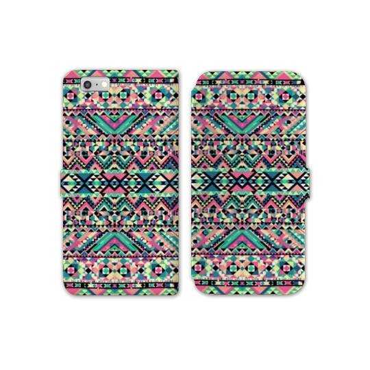 RV Housse cuir portefeuille Iphone 8 motifs Aztec azteque