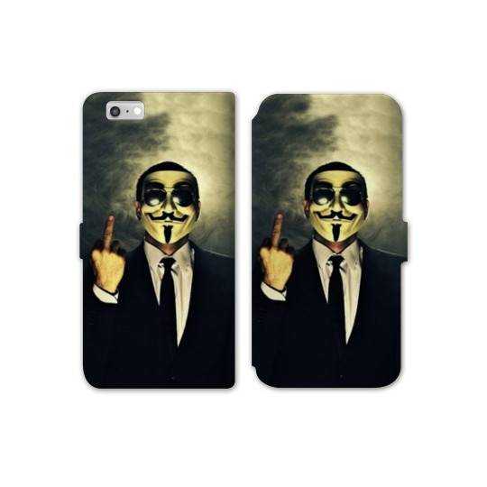 RV Housse cuir portefeuille Iphone 8 Anonymous