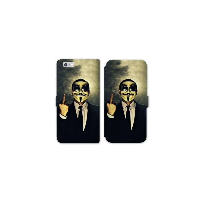 RV Housse cuir portefeuille Iphone 8 Anonymous