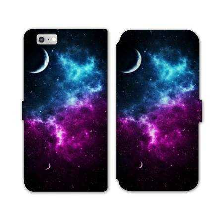 RV Housse cuir portefeuille Iphone 8 Espace Univers Galaxie