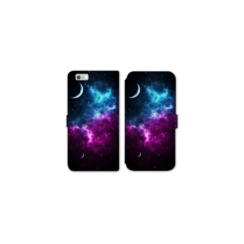 RV Housse cuir portefeuille Iphone 8 Espace Univers Galaxie