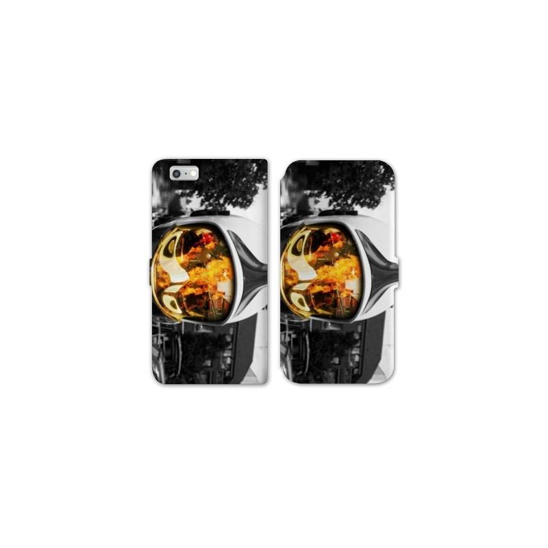 RV Housse cuir portefeuille Iphone 8 pompier police