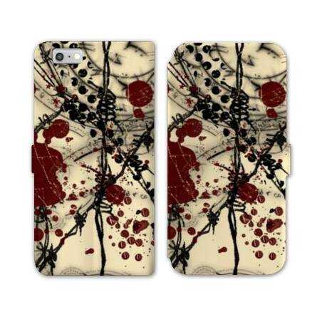 RV Housse cuir portefeuille Iphone 8 Grunge