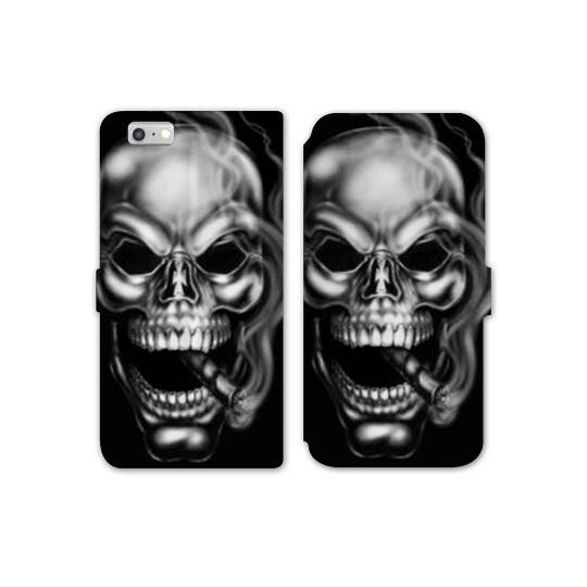 RV Housse cuir portefeuille Iphone 8 tete de mort