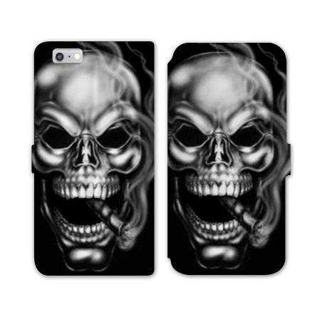 RV Housse cuir portefeuille Iphone 8 tete de mort