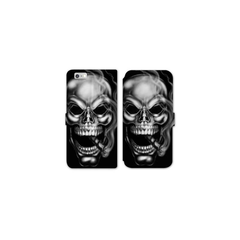RV Housse cuir portefeuille Iphone 8 tete de mort