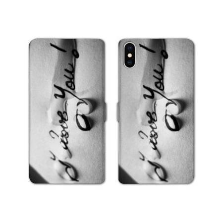 RV Housse cuir portefeuille Iphone x amour