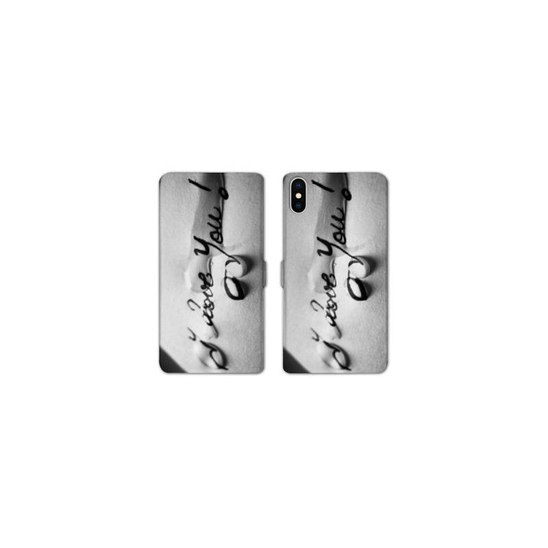 RV Housse cuir portefeuille Iphone x amour