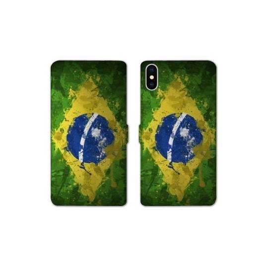 RV Housse cuir portefeuille Iphone x Bresil