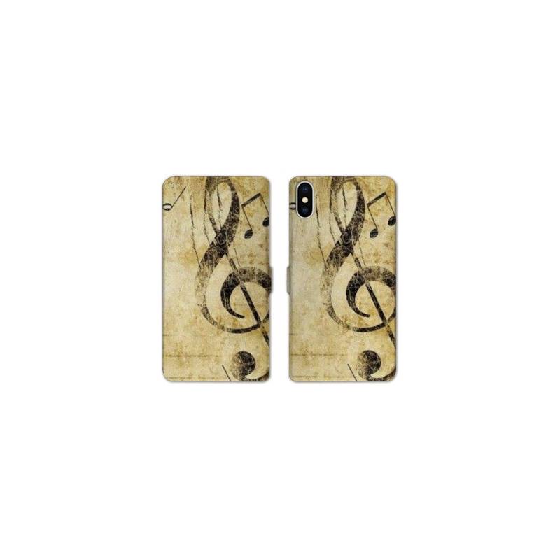 RV Housse cuir portefeuille Iphone x Musique