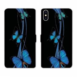 RV Housse cuir portefeuille Iphone x papillons