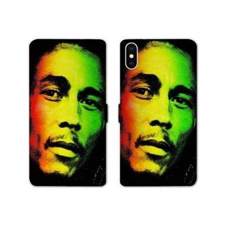 RV Housse cuir portefeuille Iphone x Bob Marley
