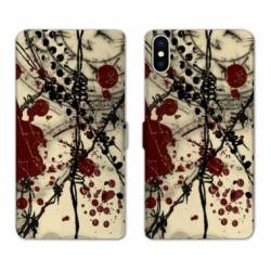 RV Housse cuir portefeuille Iphone x Grunge