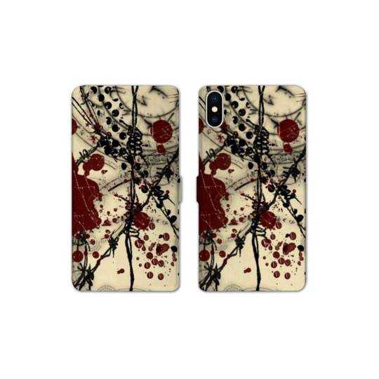 RV Housse cuir portefeuille Iphone x Grunge