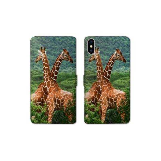 RV Housse cuir portefeuille Iphone x savane