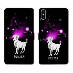 RV Housse cuir portefeuille Iphone x signe zodiaque