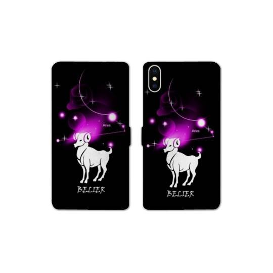 RV Housse cuir portefeuille Iphone x signe zodiaque