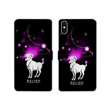 RV Housse cuir portefeuille Iphone x signe zodiaque