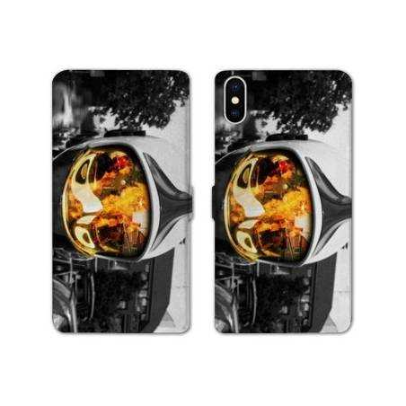 RV Housse cuir portefeuille Iphone x pompier police
