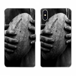 RV Housse cuir portefeuille Iphone x Rugby