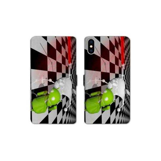 RV Housse cuir portefeuille Iphone x apple vs android