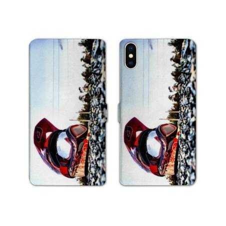 RV Housse cuir portefeuille Iphone x Moto
