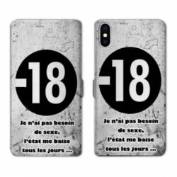 RV Housse cuir portefeuille Iphone x Humour