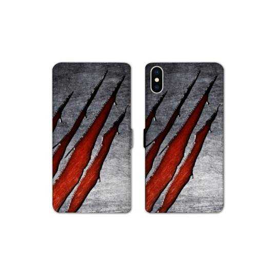 RV Housse cuir portefeuille Iphone x Texture