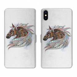 RV Housse cuir portefeuille Iphone x Animaux Ethniques