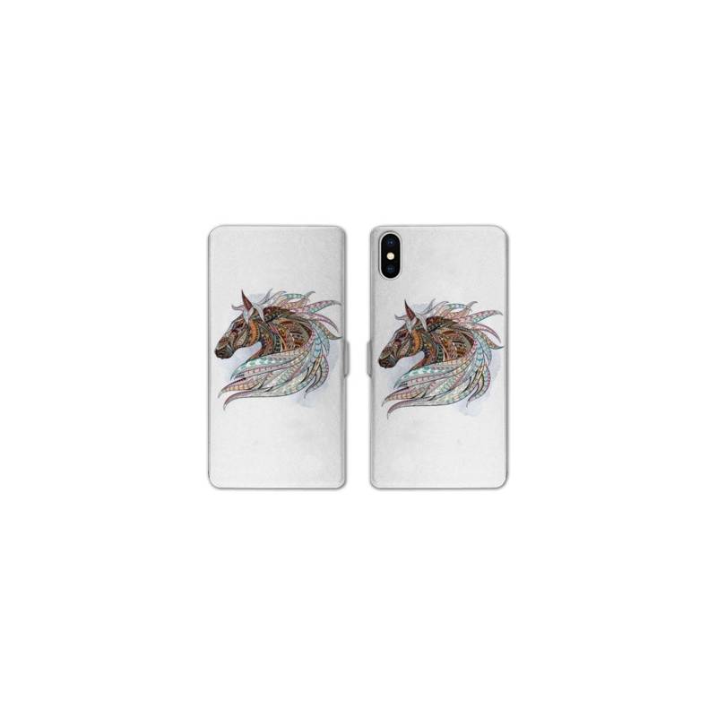 RV Housse cuir portefeuille Iphone x Animaux Ethniques