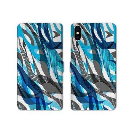 RV Housse cuir portefeuille Iphone x Etnic abstrait