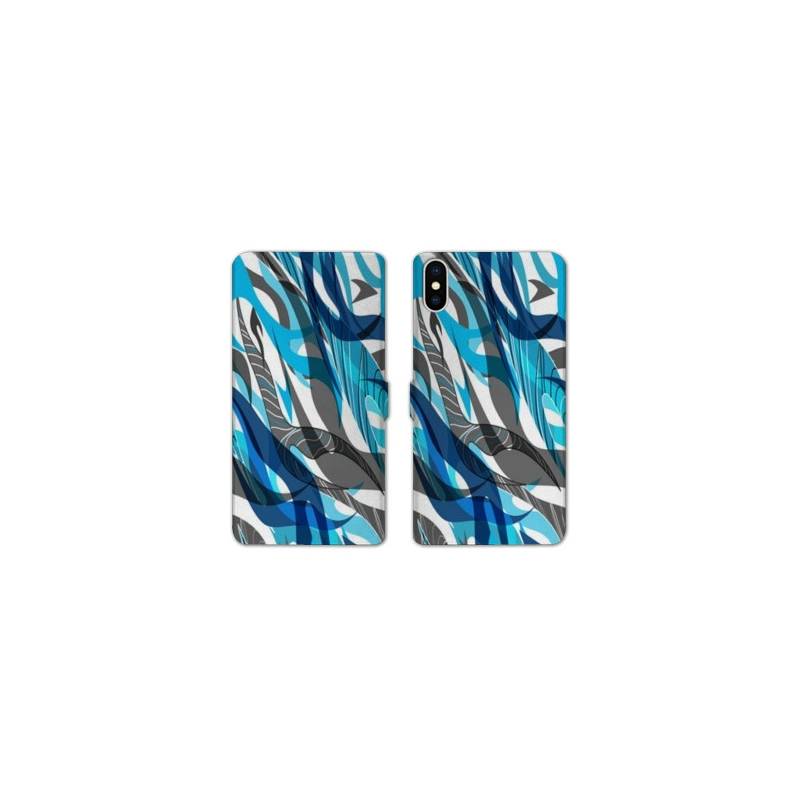 RV Housse cuir portefeuille Iphone x Etnic abstrait