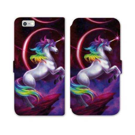 RV Housse cuir portefeuille Iphone 7 Licorne