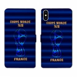 RV Housse cuir portefeuille Iphone X coupe monde football 2018