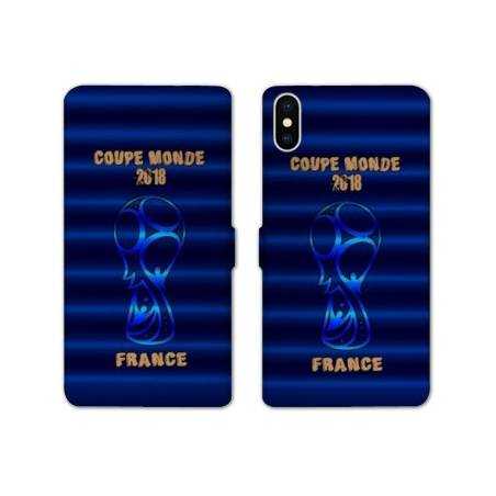RV Housse cuir portefeuille Iphone X coupe monde football 2018