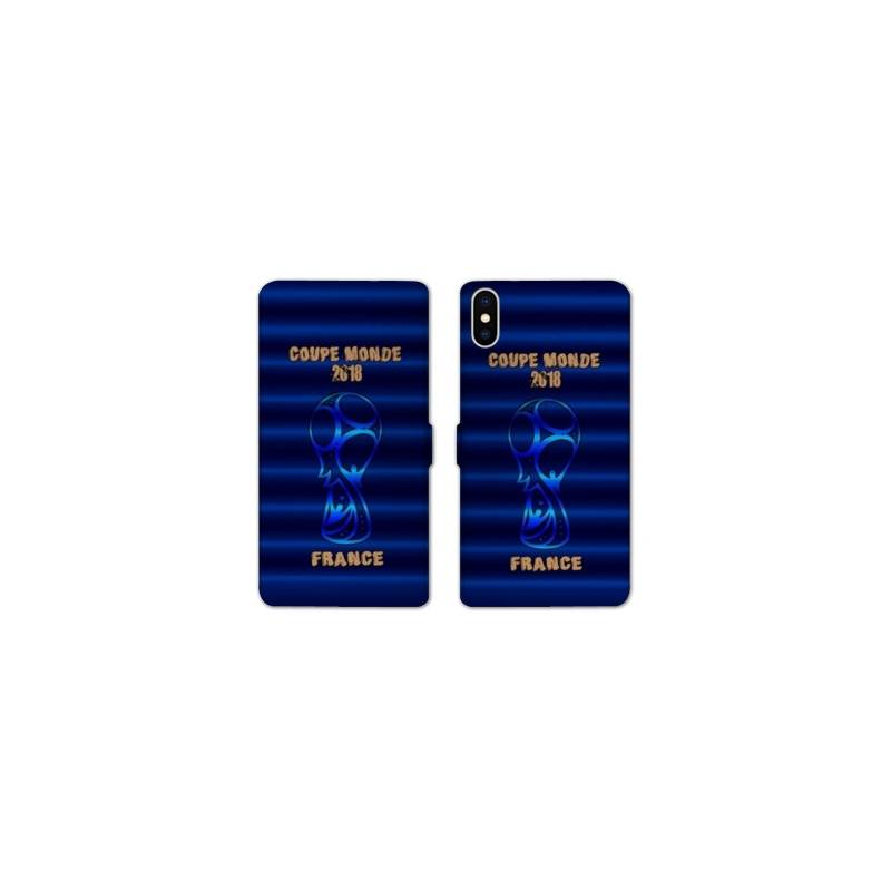 RV Housse cuir portefeuille Iphone X coupe monde football 2018