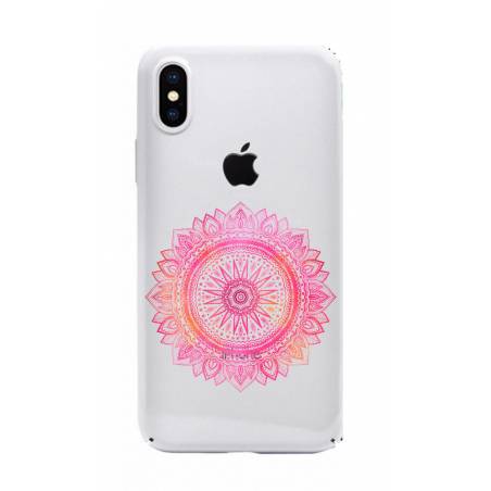 Coque transparente Iphone XS mandala rose