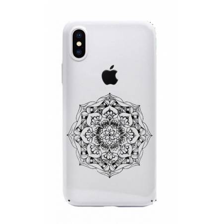 Coque transparente Iphone XS mandala noir