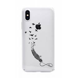 Coque transparente Iphone XS feminine plume infini