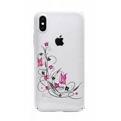 Coque transparente Iphone XS feminine fleur papillon