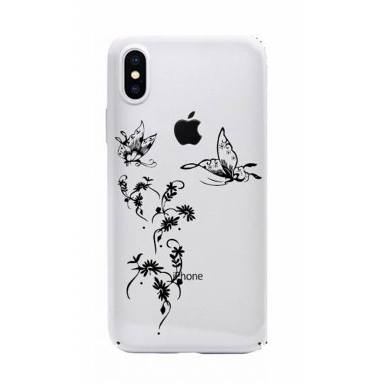 Coque transparente Iphone XS feminine envol fleur
