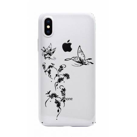 Coque transparente Iphone XS feminine envol fleur