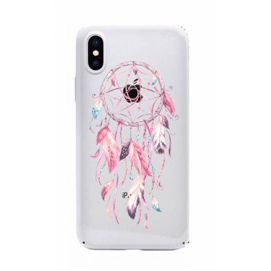 Coque transparente Iphone XS feminine attrape reve rose