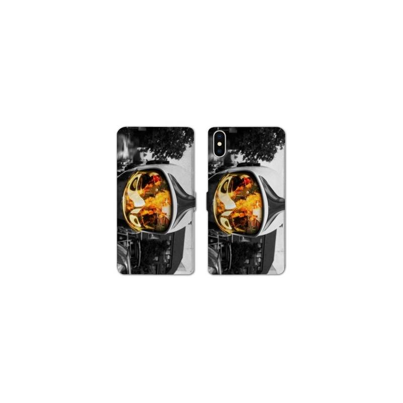 RV Housse cuir portefeuille Iphone XS pompier police