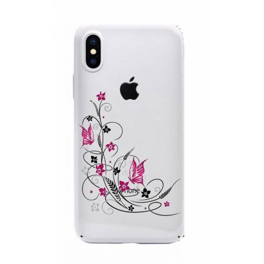 Coque transparente Iphone XS Max feminine fleur papillon